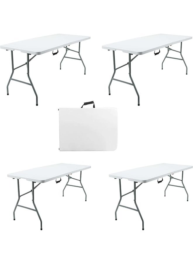 6FT Heavy Duty Folding Table – 1.8M Plastic and Metal Table for Dining, Camping, BBQs & Outdoor Use – White - Image 1
