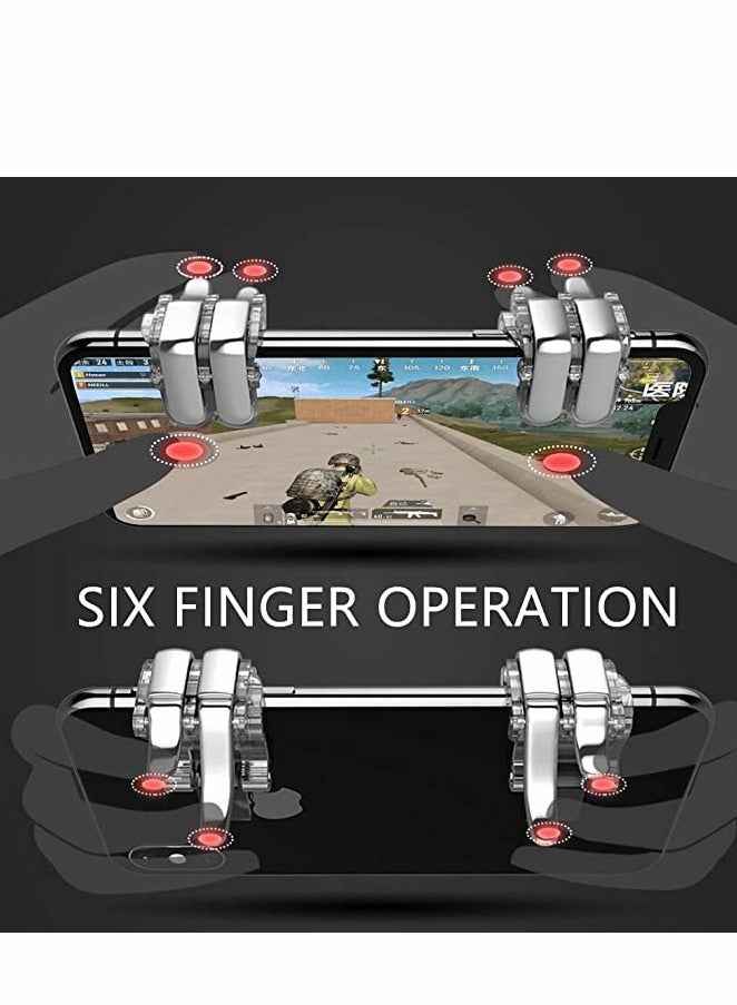 Gaming Finger Sleeves, 12 Pack Ultra-Sensitive Anti-Sweat Breathable Covers with 2 Mobile L1R1 Game Triggers for Phone Gaming, Six-Finger Linkage for Enhanced Shooter Control  - Image 2