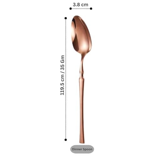 Oicia Stainless Steel Dinner Spoon Set, Mirror Polish Soup Spoons, Dessert Spoon Set for Dining Table, Rose Gold Plating Cutlery Teaspoons, Tablespoons, Flatware Cutlery Spoons (Pack of 6, Bigspoons) - Image 2