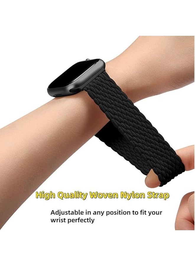 3 Pack Braided Sport Loop Band Compatible with Apple Watch Bands44/45/46/49mm【S10】46mm Men Women, Stretchy Nylon Solo Loop Strap，Stretchy Nylon Solo Loop Strap for iWatch Series 10 9 8 7 6 SE 5 4 3 - Image 2