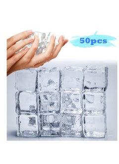 Y&D 100 Pcs 20MM Reusable Plastic Ice Cubes,Clear Acrylic Fake Cubes,Artificial Square Crystal Cubes for Photography Props Home Decoration Wedding Centerpiece Vase Fillers  - Image 3