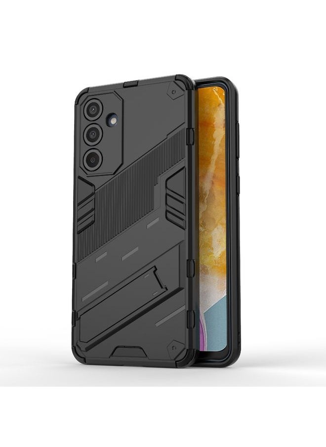 HuHa Case Cover For Samsung Galaxy M55 5G Punk Armor 2 in 1 PC + TPU Shockproof Phone Case with Invisible Holder Black 
