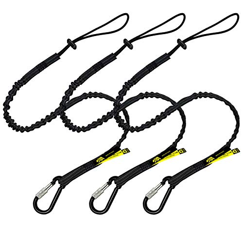BearTOOLS Tool Lanyard with Single Carabiner and Adjustable Loop End, Standard Length, Maximum Weight Limit 8KG / 17.6lb, Aluminum Screw Lock Carabiner with Shock Cord Stopper, 0923S (3 Pack) - Image 1