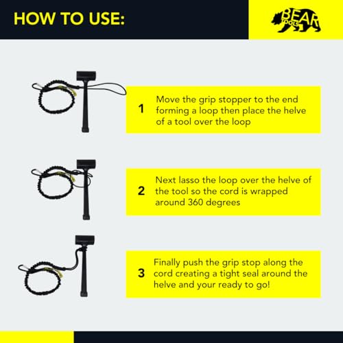 BearTOOLS Tool Lanyard with Single Carabiner and Adjustable Loop End, Standard Length, Maximum Weight Limit 8KG / 17.6lb, Aluminum Screw Lock Carabiner with Shock Cord Stopper, 0923S (3 Pack) - Image 5