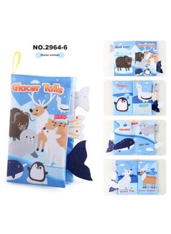 Generic Baby Baby Sea Land Air Tail Cloth Book Ocean Forest Flying Animals Palm Book Early Education Toy With Ring Paper-Color:4 Pages, 8 Sides, Glacier Tail With Sound Paper + Bb Barking  - Image 1