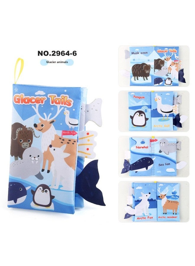 Baby Baby Sea Land Air Tail Cloth Book Ocean Forest Flying Animals Palm Book Early Education Toy With Ring Paper-Color:4 Pages, 8 Sides, Glacier Tail With Sound Paper + Bb Barking  - Image 1