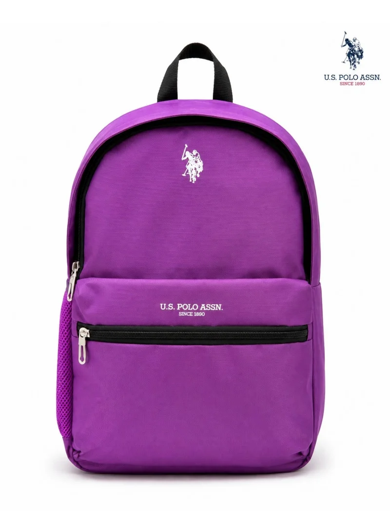U.S. Polo Assn. U.S. Polo Assn. Classic Royal Purple Signature Stripe Backpack for School and Office MultiCompartment Bag for Campus