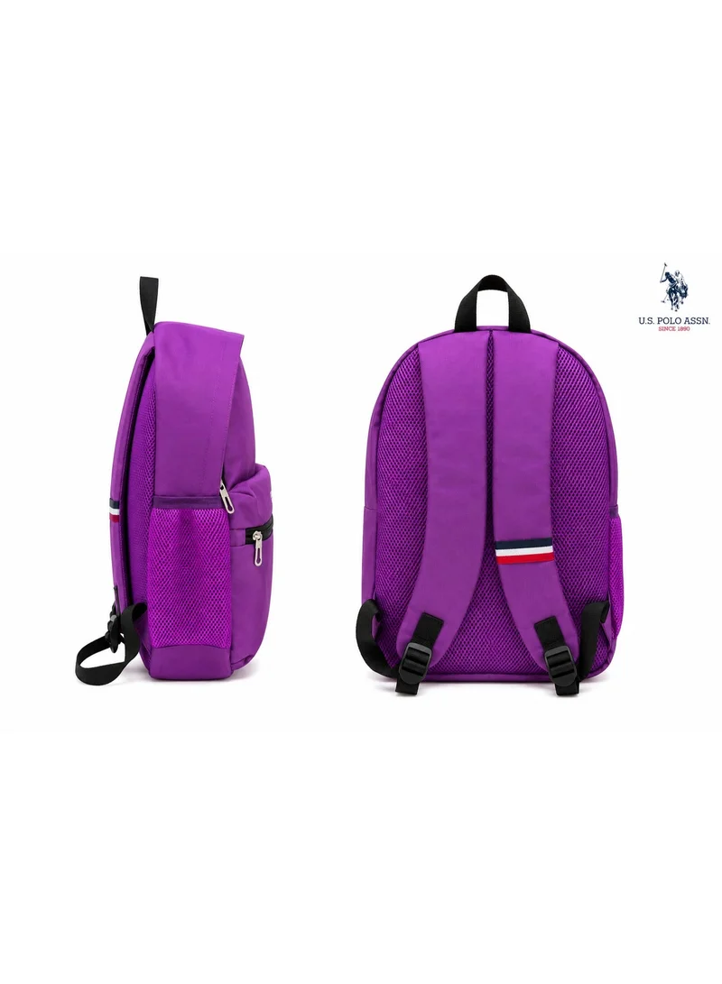 U.S. Polo Assn. U.S. Polo Assn. Classic Royal Purple Signature Stripe Backpack for School and Office MultiCompartment Bag for Campus