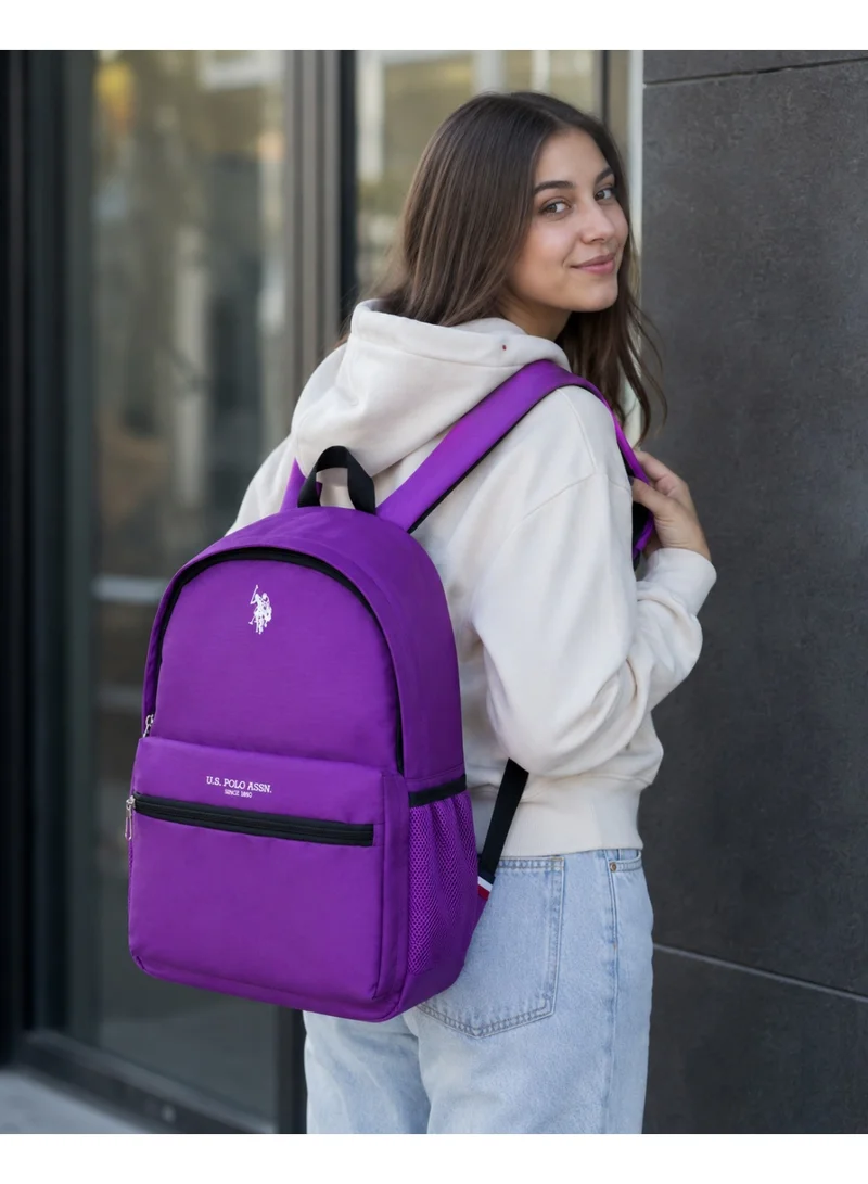 U.S. Polo Assn.  U.S. Polo Assn. Classic Royal Purple Signature Stripe Backpack for School and Office MultiCompartment Bag for Campus  | Best Price UAE