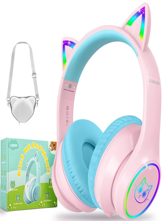 LOBKIN Kids Bluetooth Headphones,Over Ear Kids Headphones Wireless with Mic 50H Playtime Colorful LED Lights AUX Cord 94dB Safe Volume Limited Foldable Design for Boy Girl Travel/School/iPad - Image 1