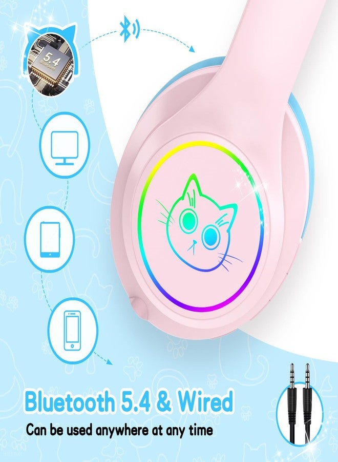 LOBKIN Kids Bluetooth Headphones,Over Ear Kids Headphones Wireless with Mic 50H Playtime Colorful LED Lights AUX Cord 94dB Safe Volume Limited Foldable Design for Boy Girl Travel/School/iPad - Image 2