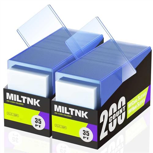 MILTNK 400 Pack Hard Card Sleeves Plastic Card Sleeves Baseball Sports Trading PKM Cards Holder Protectors 200 Hard Sleeve 200 Soft Sleeve - Image 1