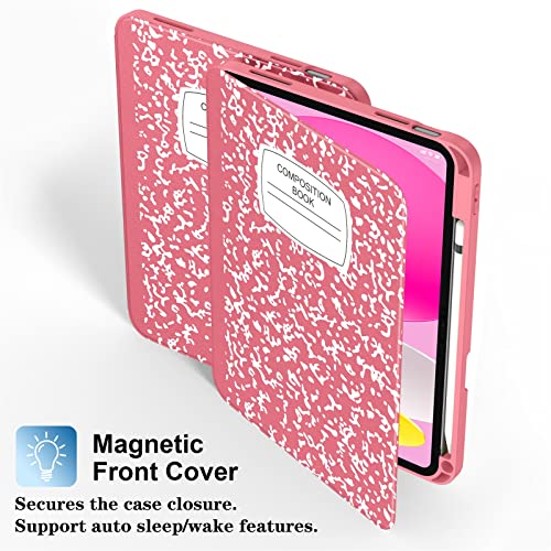 Supveco Case for iPad (A16) 11th Generation 11 inch (2025),iPad 10th Generation 10.9 inch (2022) with Pencil Holder-[Auto Wake/Sleep],Premium Folio Stand Case with Soft TPU Back Cover-Watermelon - Image 4