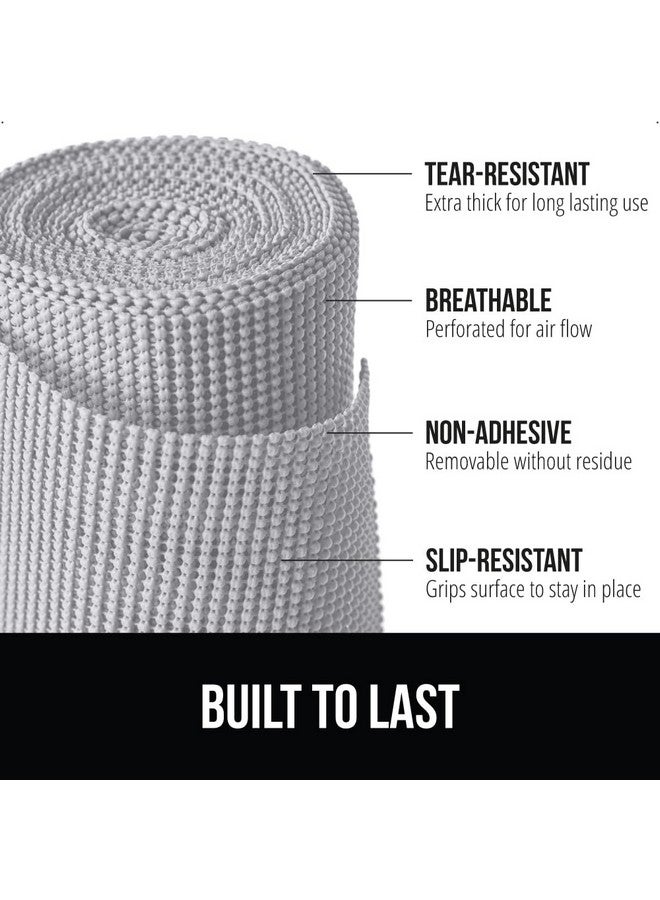 GORILLA GRIP powerGRIP Drawer Shelf and Cabinet Liner, Thick Strong Hold, Non-Adhesive Liners Protect Kitchen Cabinets and Cupboard, Bathroom Drawers, Easy Install, Breathable Mat, 12" x30' Light Gray - Image 2