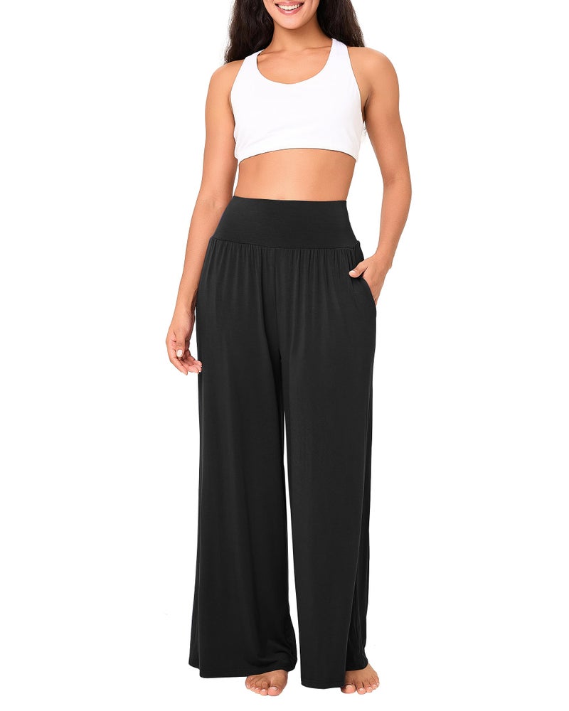BAMBOO COOL Women Pajama Pants High Waisted Wide Leg with Pockets Lounge Sleep Bottoms Casual Lounge Yoga Pants - Image 1
