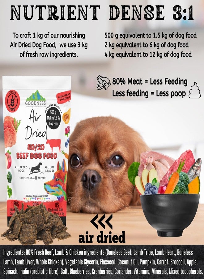 Goodness 80/20 Beef Air Dried Dog Food with 80% Fresh Beef, Lamb, Chicken & 20% Superfoods - Grain-Free, Natural, for All Dog Breeds & All Life Stages- 2 kg (Equals 6 kg of Dog Food) - Image 5