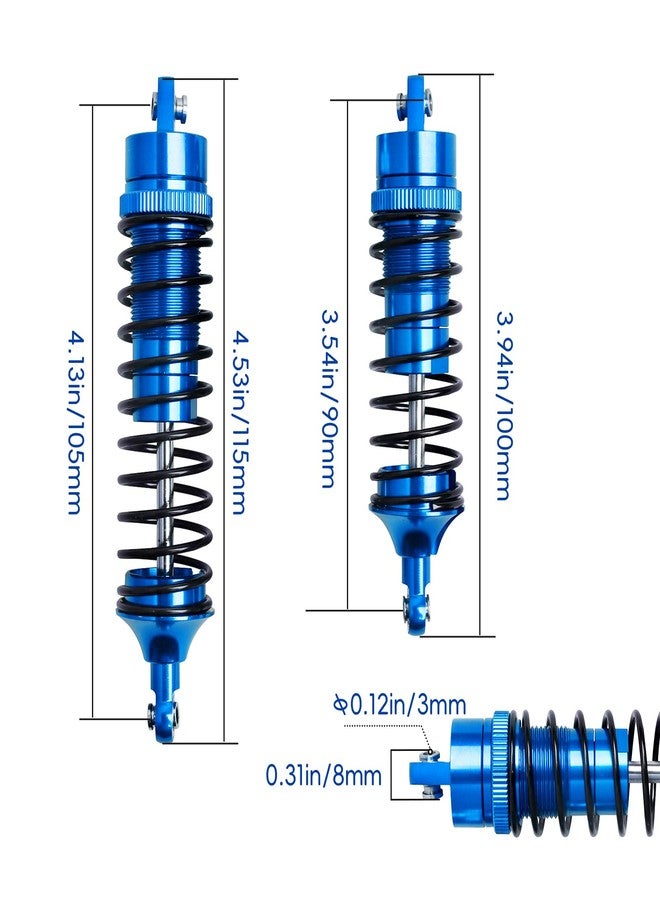 Hobbyfire All Metal Aluminum RC Shocks Absorber Damper Upgrades Parts for 1/10 Traxxas Slash 4X4 Rustler VXL 4X4 Stampede 4X4 Hoss 4X4 RC Truck Replace 5862, 4PCS (Navy Blue) - Image 4