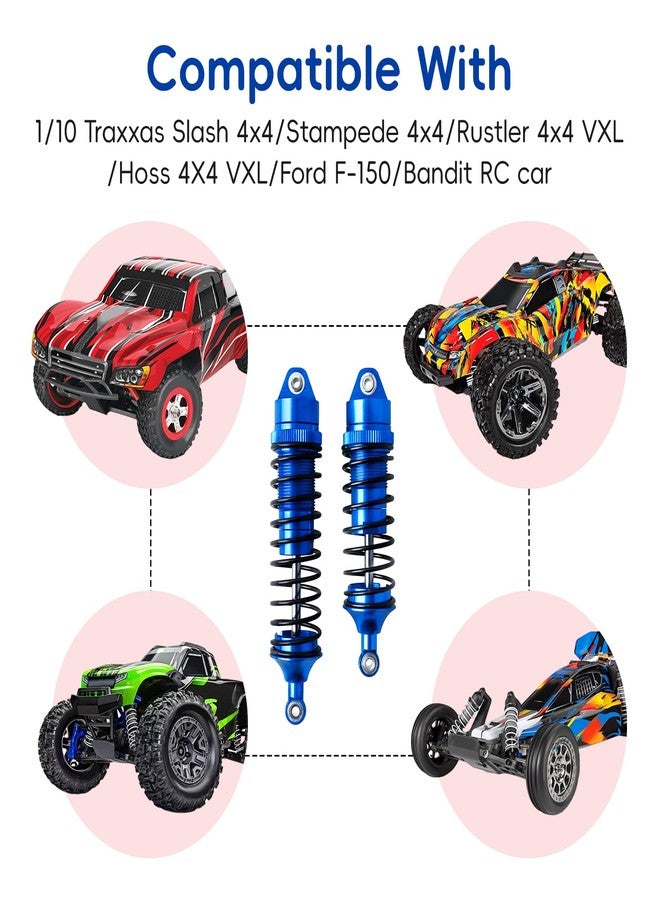 Hobbyfire All Metal Aluminum RC Shocks Absorber Damper Upgrades Parts for 1/10 Traxxas Slash 4X4 Rustler VXL 4X4 Stampede 4X4 Hoss 4X4 RC Truck Replace 5862, 4PCS (Navy Blue) - Image 2