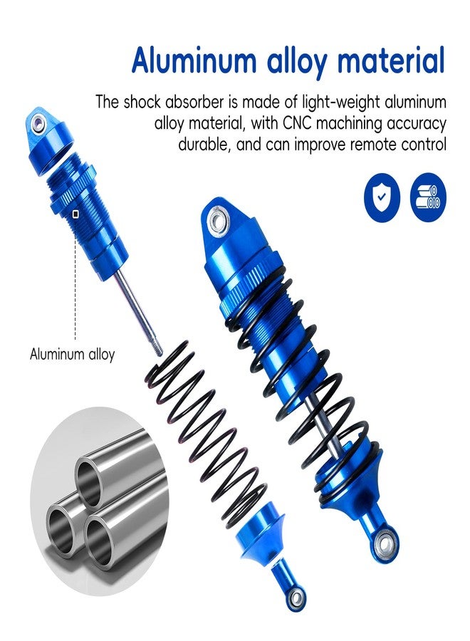 Hobbyfire All Metal Aluminum RC Shocks Absorber Damper Upgrades Parts for 1/10 Traxxas Slash 4X4 Rustler VXL 4X4 Stampede 4X4 Hoss 4X4 RC Truck Replace 5862, 4PCS (Navy Blue) - Image 3