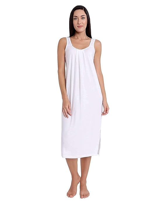Garmend Cotton Full Length Long Camisole for Women - Long Innerwear Petticoat - Plus Size Nighty - Kurti Slip - Suit Slip - Cream White Black Color Pack of 3 - Image 5