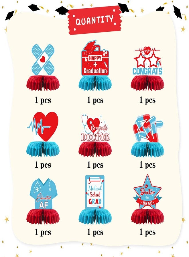 INNORU Doctor Graduation Table Honeycomb Centerpieces, Congrats Doctor Grad Party Table Toppers Med School Graduation Decoration Supplies Medical Theme Table Centerpieces 9 PCS - Image 3