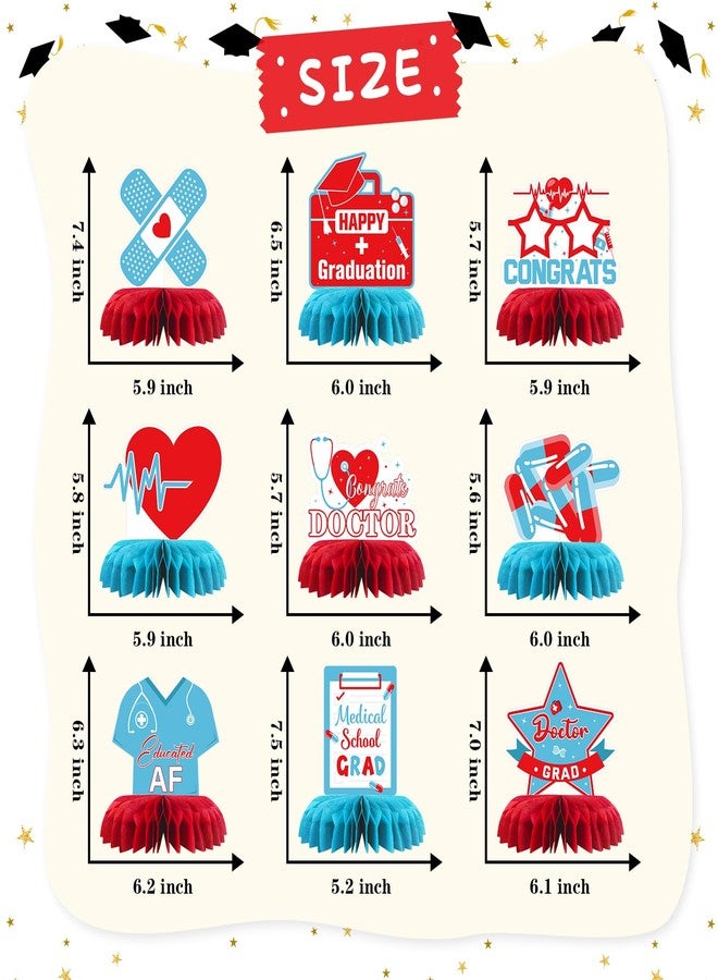 INNORU Doctor Graduation Table Honeycomb Centerpieces, Congrats Doctor Grad Party Table Toppers Med School Graduation Decoration Supplies Medical Theme Table Centerpieces 9 PCS - Image 2