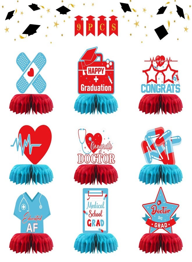 INNORU Doctor Graduation Table Honeycomb Centerpieces, Congrats Doctor Grad Party Table Toppers Med School Graduation Decoration Supplies Medical Theme Table Centerpieces 9 PCS - Image 1