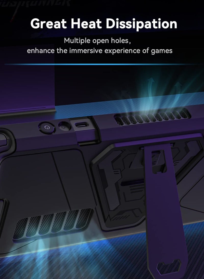 SYOSI حافظة واقية لجهاز Steam Deck مع قاعدة قابلة للطي، غلاف TPU مع فتحات دقيقة لجهاز Steam Deck، واقي مضاد للانزلاق ومريح وصدمات لجهاز Steam Deck باللون الأسود - Image 4