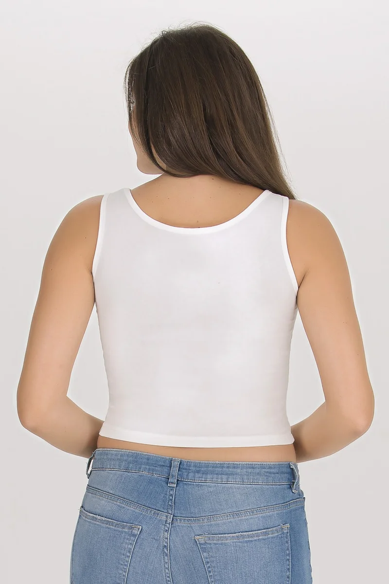 Sensu Women's Thick Strap White Crop Bustier - BST1006