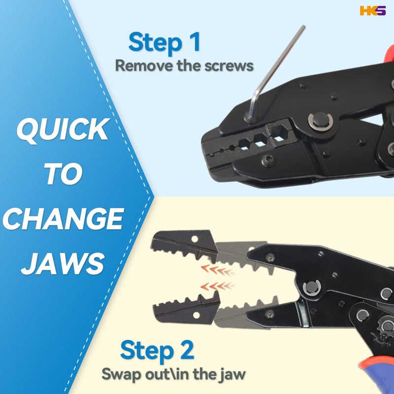 HKS Coax Ratchet Crimping Tool Set for Coaxial RG Cable RF Connector with 5 Changeable Dies - Image 5