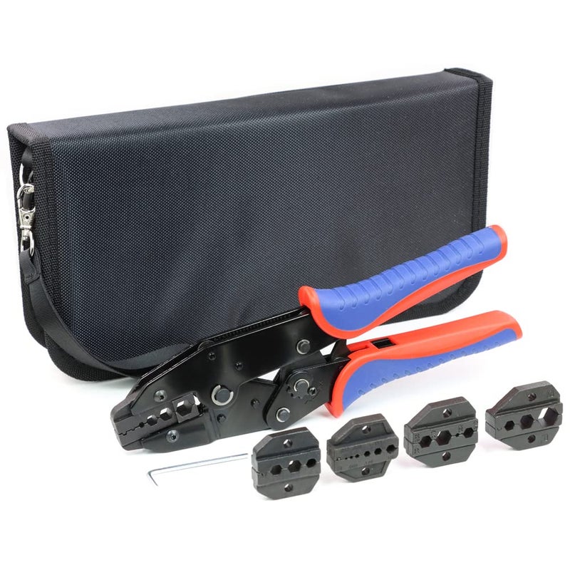 HKS Coax Ratchet Crimping Tool Set for Coaxial RG Cable RF Connector with 5 Changeable Dies - Image 1