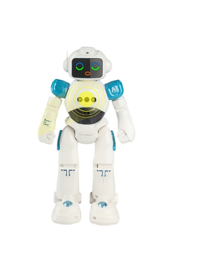 Cady لعبة الروبوت الذكي للأطفال مع التحكم بالإيماءات أو جهاز التحكم عن بعد | روبوت غنائي راقص قابل لإعادة الشحن | رفيق تفاعلي تعليمي للأولاد والبنات | تصميم مستوحى من رواد الفضاء باللونين الأبيض والأزرق | هدية ذكية ومثالية للأطفال - Image 1
