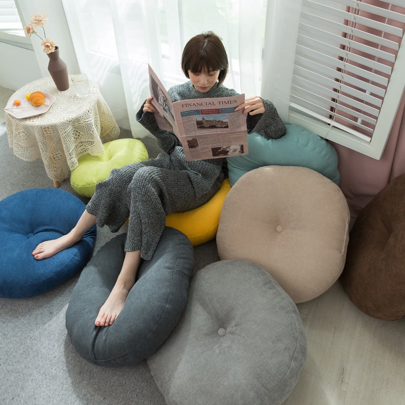 Simple Japanese Style Futon Thickened Cushion Round Cotton And Linen Cushion Tatami Cushion Home Balcony Bay Window Cushion - Image 2