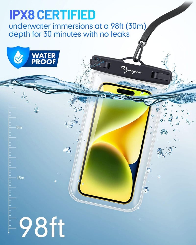 Rynapac Waterproof Phone Pouch Bag - 7.5in Waterproof Phone Case for Beach Travel Must Haves, IPX8 Dry Bag with Lanyard for iPhone 16 15 Pro Max Galaxy S24+ S23 Pixel 8a, Cruise Essentials - Image 3