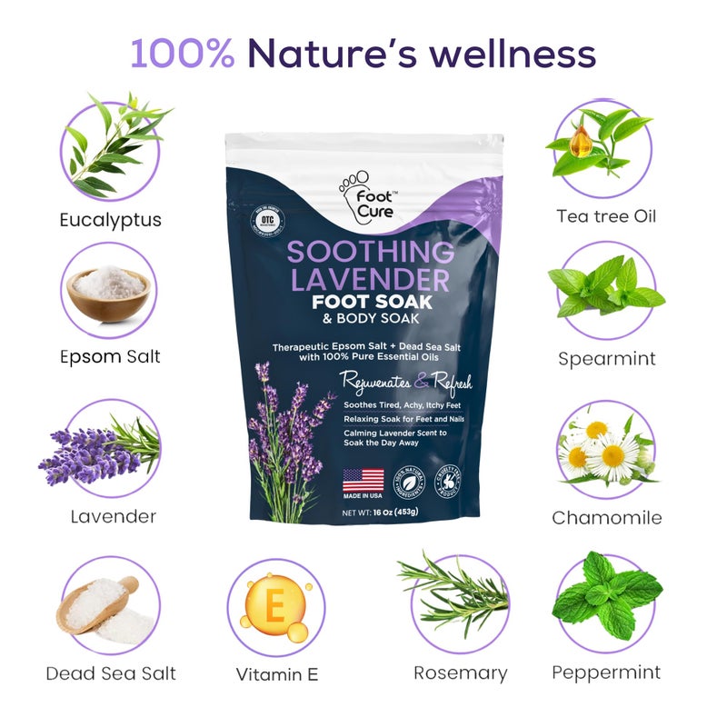 FOOT CURE Soothing Lavender Foot Spa with Epsom Salt Bath Soak â€“ Pedicure Foot Soak Tub & Feet Massager Spa â€“ Relaxing Scrubber & Dead Skin Remover â€“ Ionic Foot Bath Detox for Feet Care (Pack of 1) - Image 5