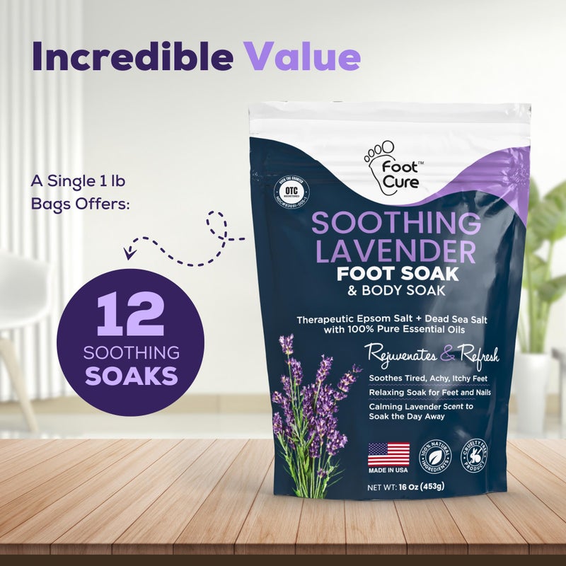 FOOT CURE Soothing Lavender Foot Spa with Epsom Salt Bath Soak â€“ Pedicure Foot Soak Tub & Feet Massager Spa â€“ Relaxing Scrubber & Dead Skin Remover â€“ Ionic Foot Bath Detox for Feet Care (Pack of 1) - Image 3