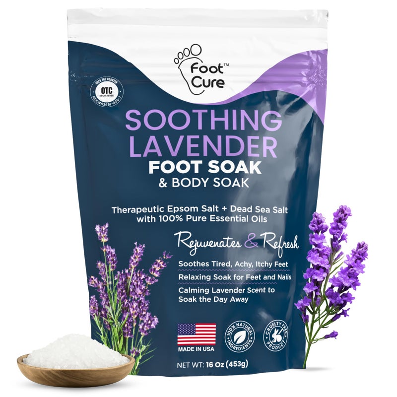 FOOT CURE Soothing Lavender Foot Spa with Epsom Salt Bath Soak â€“ Pedicure Foot Soak Tub & Feet Massager Spa â€“ Relaxing Scrubber & Dead Skin Remover â€“ Ionic Foot Bath Detox for Feet Care (Pack of 1) - Image 1