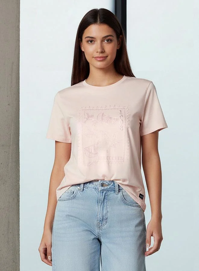 لي كوبر Lee Cooper Regular Fit Cotton T-shirt with Embroidery