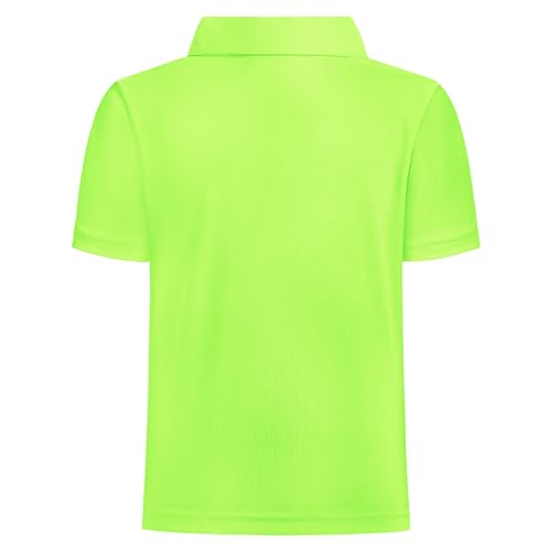 QBK Toddler to Youth Boys' Performance Polo Kids Collared Golf Shirt School Uniform (Neon Green S) - Image 3