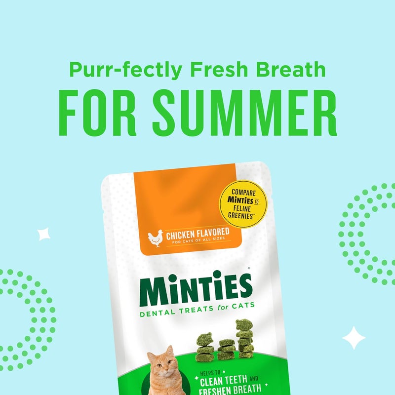 Minties Dental Treats for Cats, Chicken Flavored Cat Dental Treats, Freshens Breath and Controls Tartare, 285g - Image 3