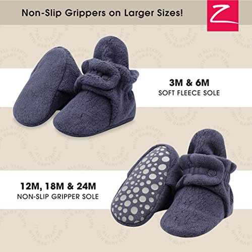 Zutano Cozie Fleece Baby Booties, Unisex Baby Shoes for Infants and Toddlers, Denim Navy, 3M - Image 2