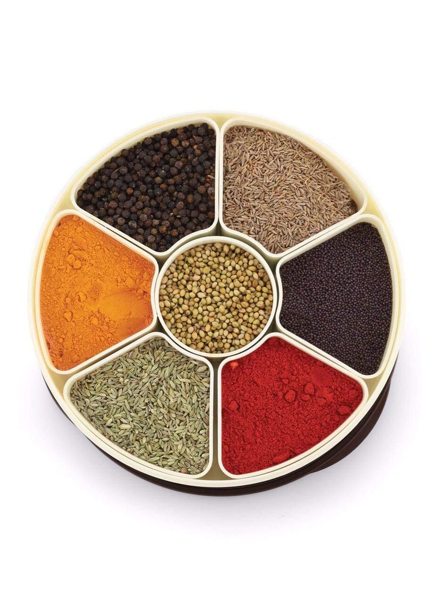 Shopfleet Shopfleet Round Plastic Masala Spice Box Kitchen Masala Storage Dabba 7 Compartment Spice Container Multicolor  - Image 2