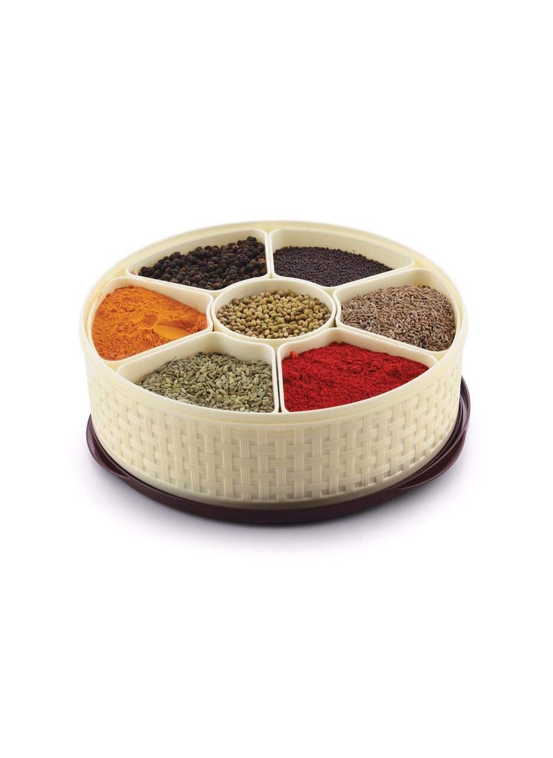 Shopfleet Shopfleet Round Plastic Masala Spice Box Kitchen Masala Storage Dabba 7 Compartment Spice Container Multicolor  - Image 1