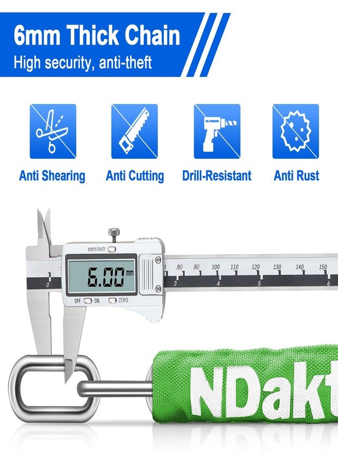 NDakter Bike Lock, 5 Digit Combination Heavy Duty Anti Theft Bicycle Chain Lock, 2.62/3.2/4.27/5/6Ft Long, High Security Resettable, Suitable for Bike, Scooter, Door, Gate, Fence-4/6mm Thick - Image 4