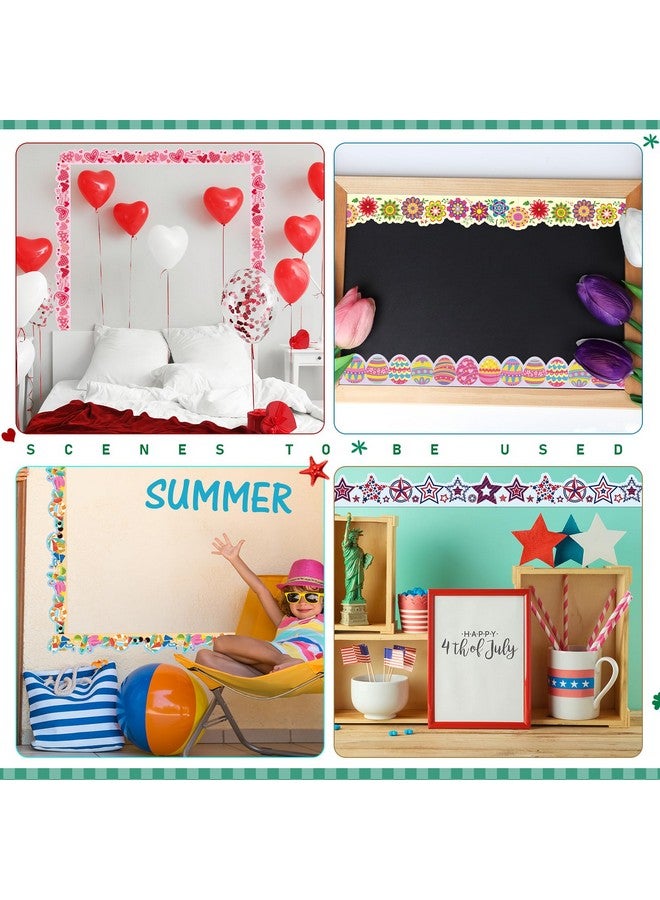 جيي حدود لوحة إعلانات العطلات من Geyee، 240 قطعة، بطول 236 قدمًا، حواف متعرجة بألوان قوس قزح، ديكورات حدود الإعلانات الكبيرة للفصول الدراسية والعودة إلى المدرسة (لطيفة) - Image 5