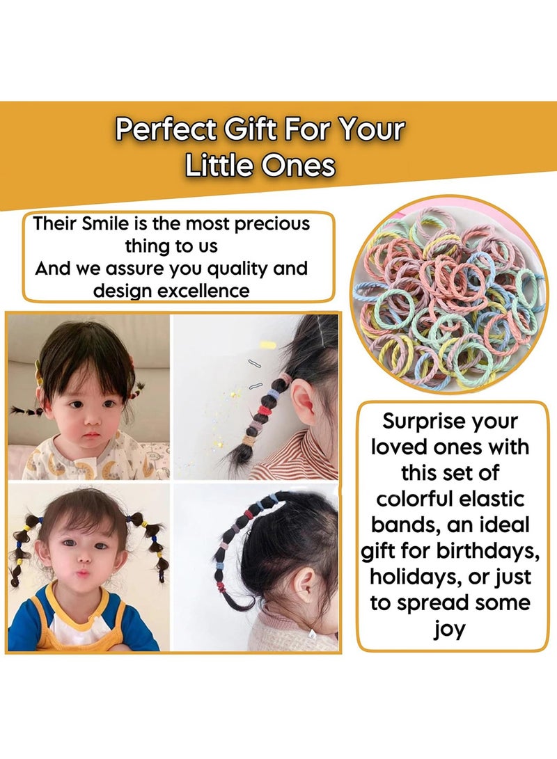 300-Piece Colorful Hair Elastics for Kids - Soft, No Damage Elastic Bands, Pastel Hair Ties for Pigtails, Ponytails, and Braids, Hair Accessories for Girls - Image 3