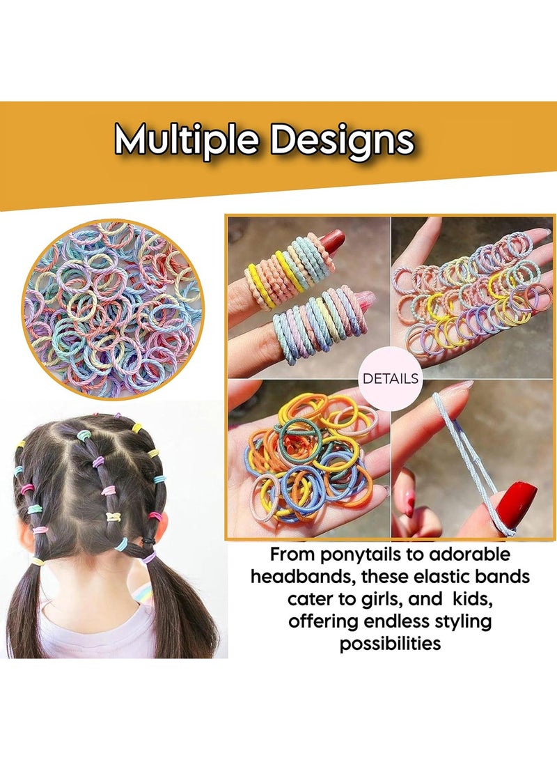 300-Piece Colorful Hair Elastics for Kids - Soft, No Damage Elastic Bands, Pastel Hair Ties for Pigtails, Ponytails, and Braids, Hair Accessories for Girls - Image 4