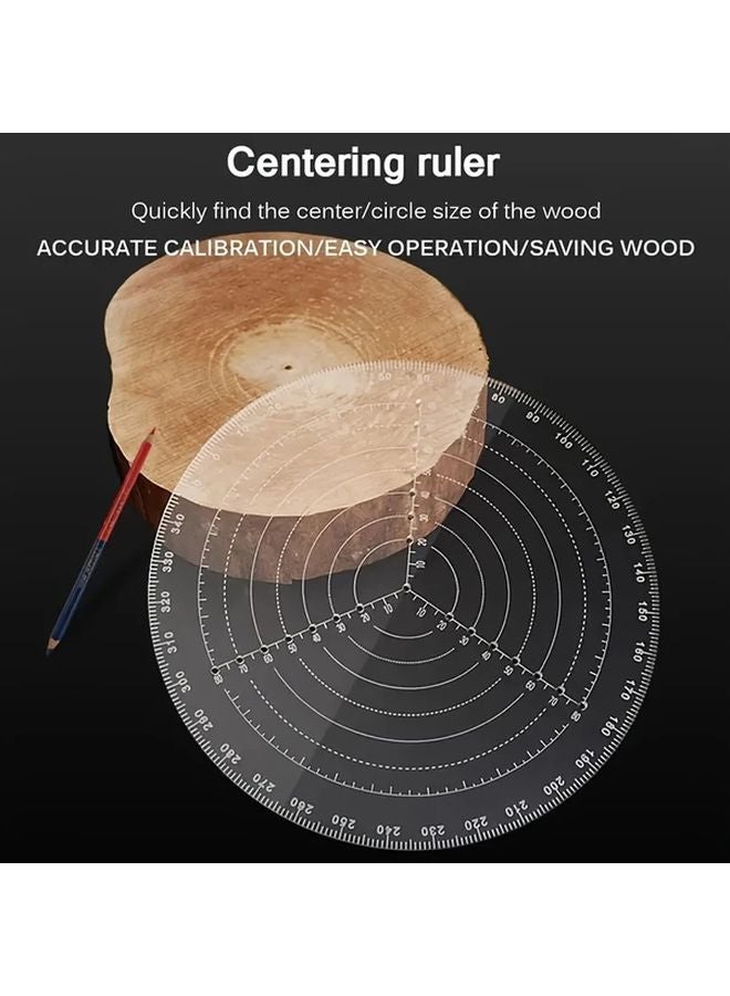 2pcs Transparent Acrylic Circular Center Finder Lathe Compass for Woodworking Turning - Image 2