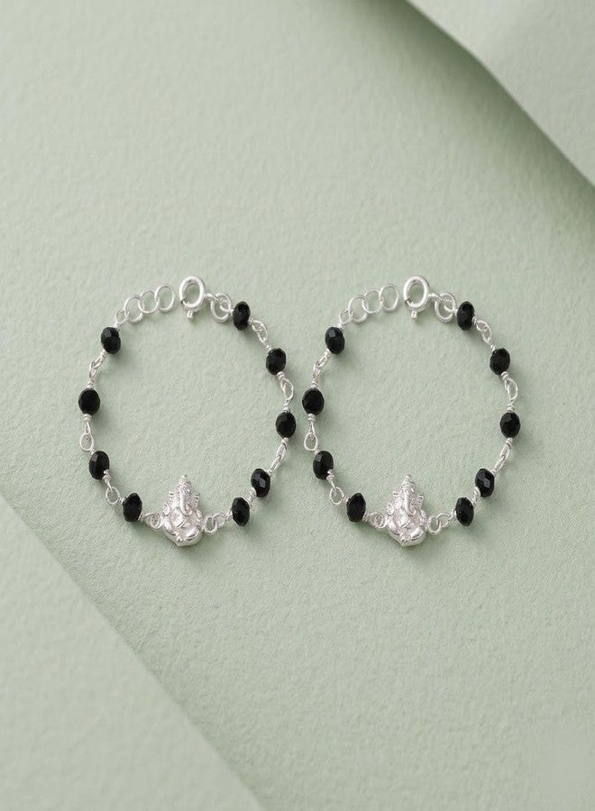 Parnika MJ 925 Divine Baby Nazariya (Kids Bracelet) in Pure 92.5 Sterling Silver for Kids - One Pair | Chandi Nazarbattu | Silver Ponchi | (Ganeshji) - Image 4