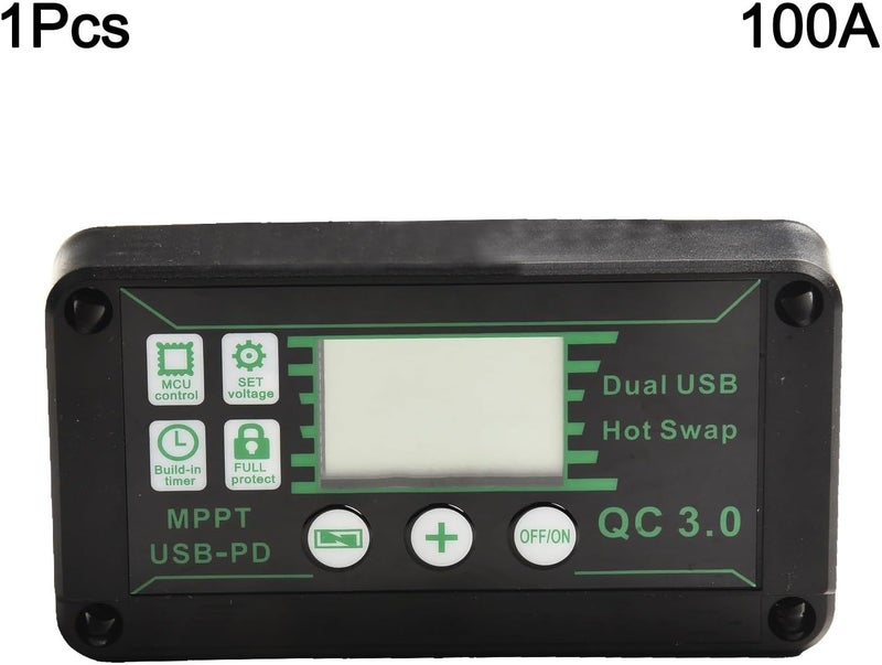 وحدة تحكم شحن شمسي MPPT مع شاشة رقمية لنظام بطارية 12V 24V، تعرف تلقائيًا على مصفوفة الألواح الشمسية وتحسين كفاءة الشحن (100A) - Image 4